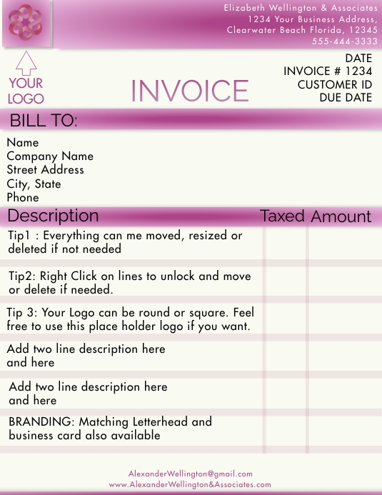 Dusty Rose Metallic Effect Invoice Template | PosterMyWall