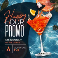 Dynamic Spritz Happy Hour Flyer - Refreshing Orange Cocktail Poolside Instagram Story Ad template