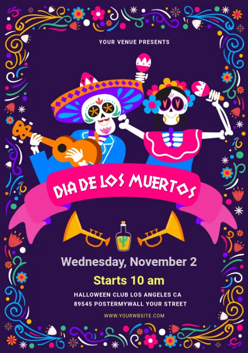 Día de los Muertos celebration Template | PosterMyWall