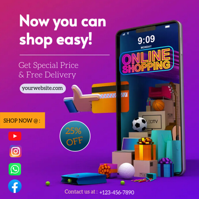 E Commerce Course Posts Online shopping Instagram post template | PosterMyWall