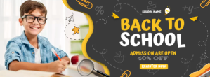 Black School Enrollment Promotion Facebook Cover Photo Template