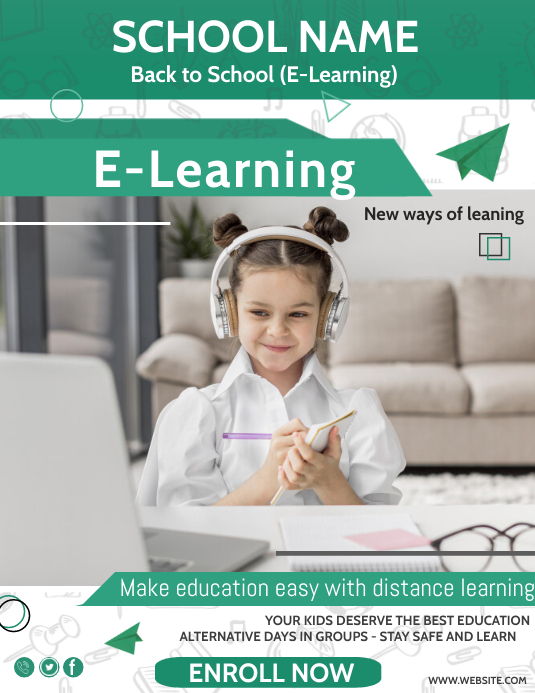 E-learning, School flyers, Online classes template