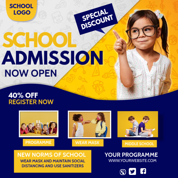 E learning,School admission,online classes Instagram Post template
