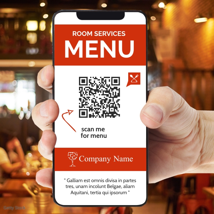 E- menu qr code square print customizable tem Сообщение Instagram template