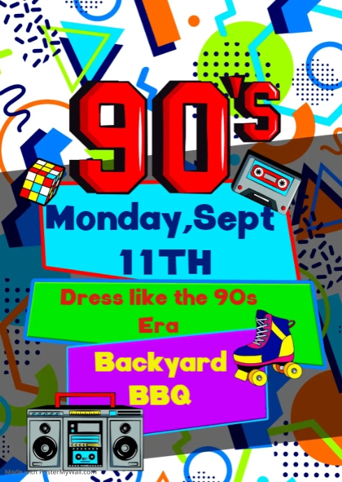 90's birthday party invitation | PosterMyWall