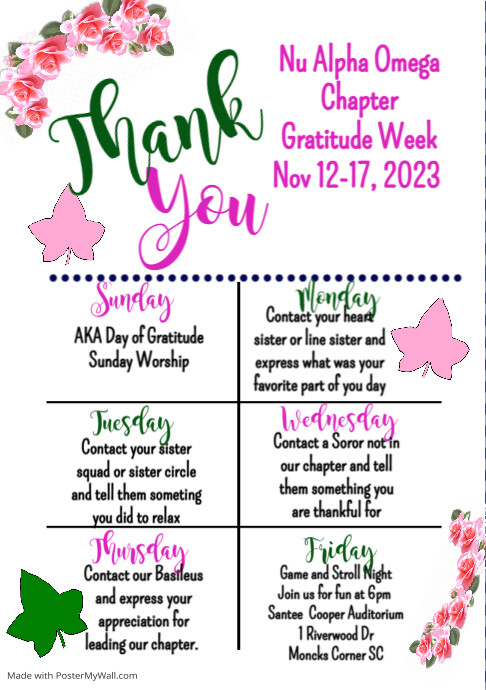 Copy of Nu Alpha Omega Gratitude week | PosterMyWall