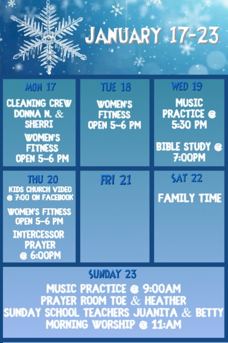 January Events 17-23 Poster template