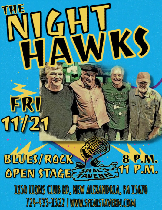 The Night Hawks Host Blues/Rock Open Stage at Speal's