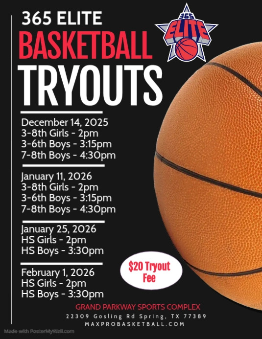 Basketball tryouts PosterMyWall