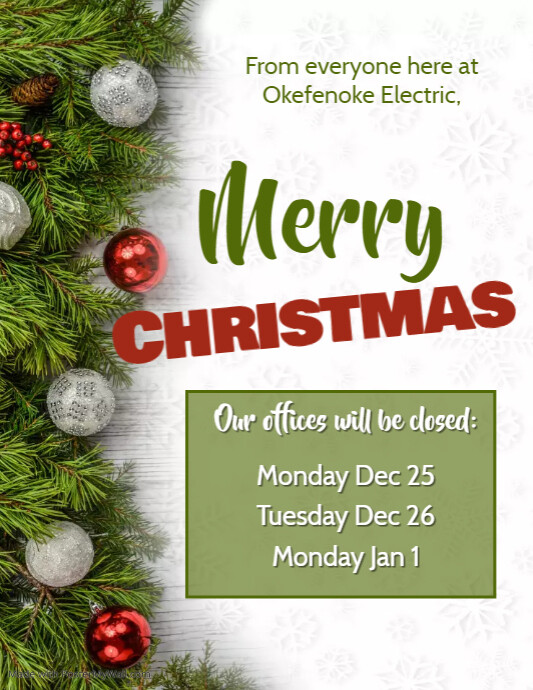 Happy Holidays Office Closure | PosterMyWall