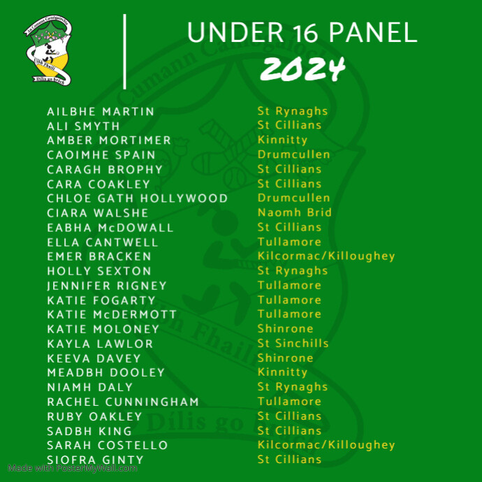 4 Panel Roster 2024 Copy of Under 16 Panel 2024 | PosterMyWall