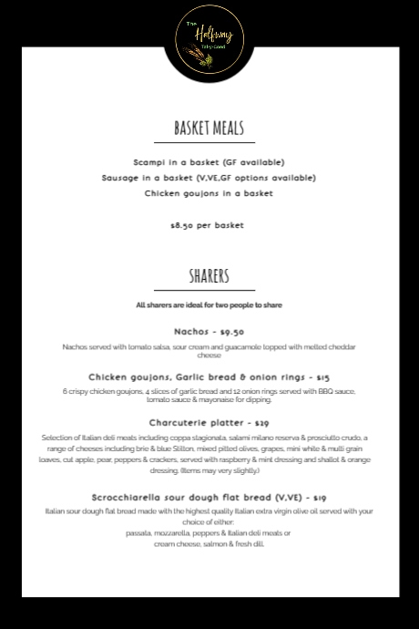 Copy of Copy of Copy of Simple printable black and white menu template ...