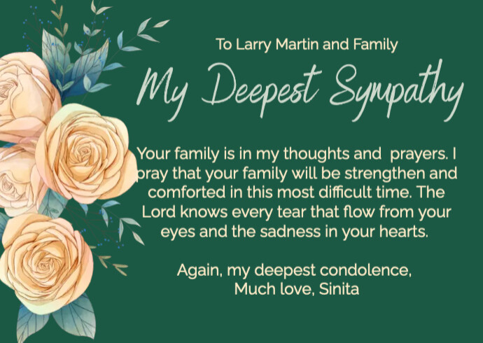 My Deepest Sympathy | PosterMyWall
