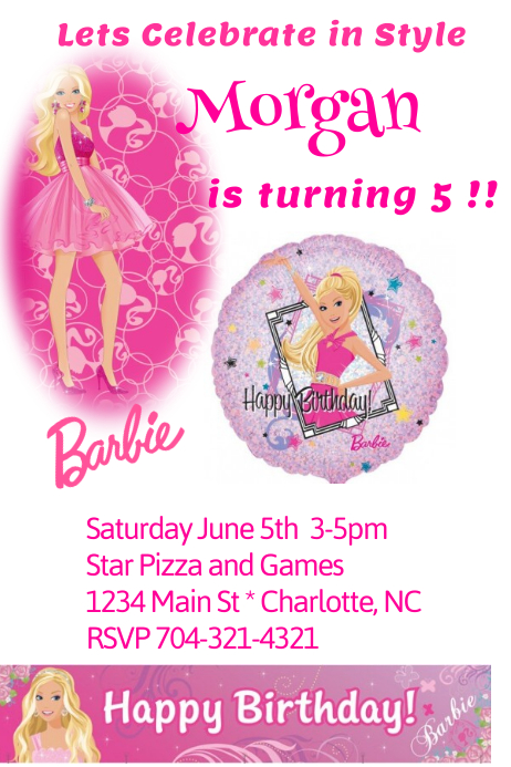 Modele Barbie Anniversaire Invitation Postermywall Modele Barbie Anniversaire Invitation Postermywall