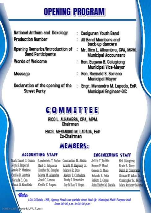 Copy of opening program | PosterMyWall