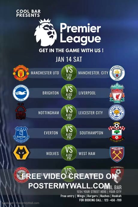 english premier league SCHEDULE, epl schedule  PosterMyWall