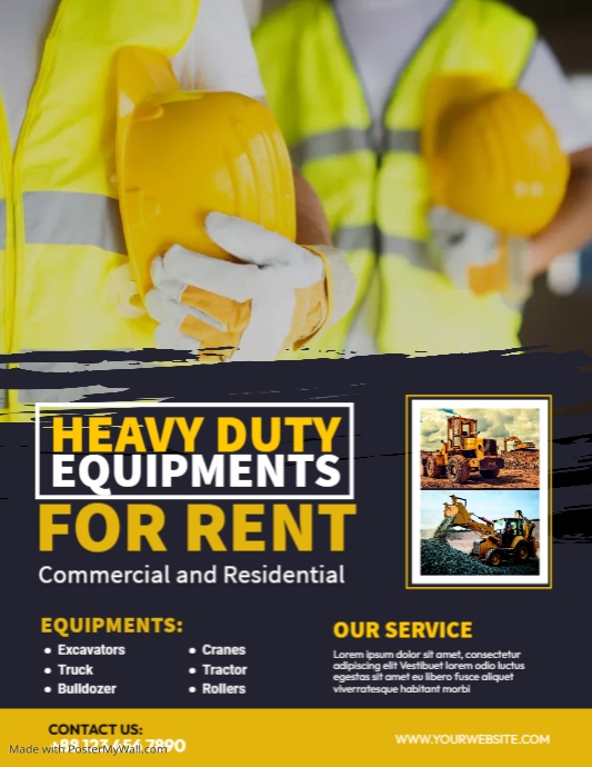 Construction Equipment Rental Flyer | PosterMyWall