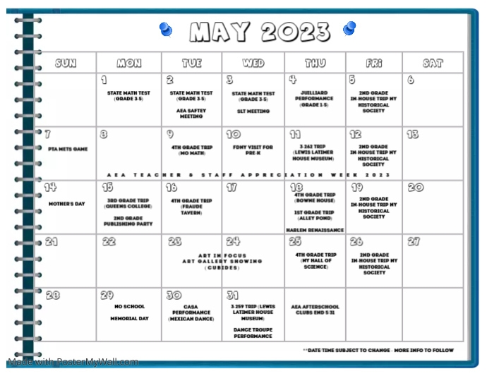AEA May 2023 Calendar PosterMyWall