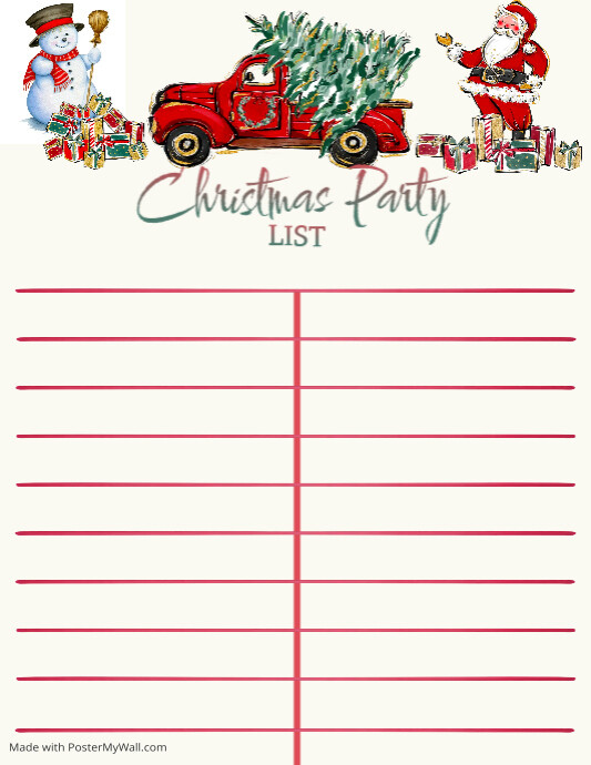 Christmas Party Guest SignupSheet PosterMyWall