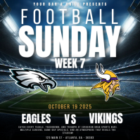 eagles vs vikings.  nfl game day flyer. american football. Wpis na Instagrama template