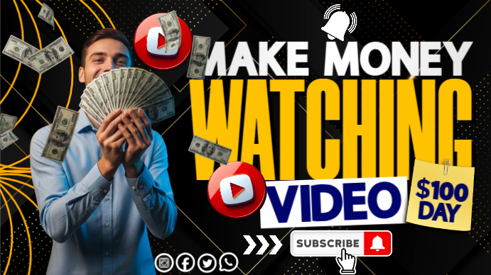Earn $100 Daily Watching Videos YouTube Thumbnail template