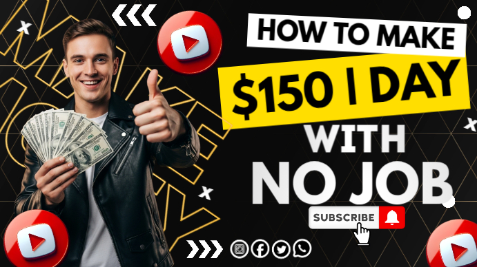 Earn $150 Daily Without Work YouTube Thumbnail template