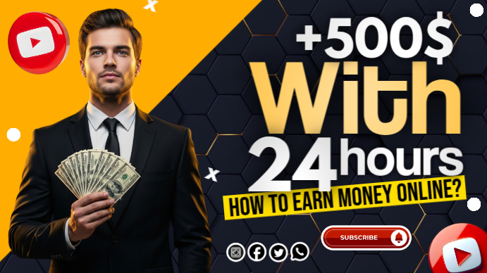 Earn $500 Fast and Smart YouTube Thumbnail template
