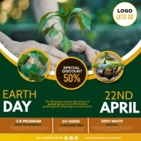 Green Earth Day Video Square (1:1) template