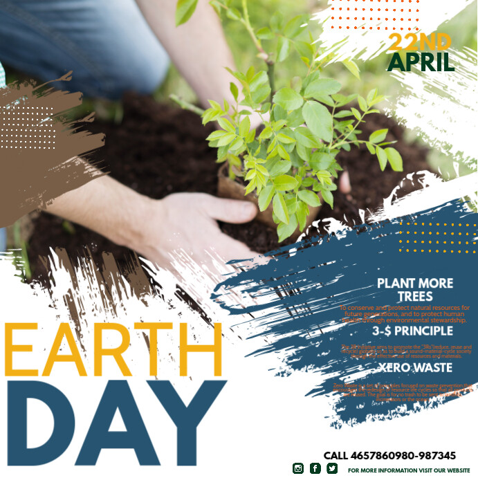 Blue & White Earth Day Template Square (1:1)