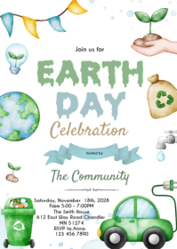 白色 Earth Day Celebration A6 Template