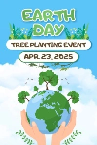 Earth Day Tree Planting Event Póster template