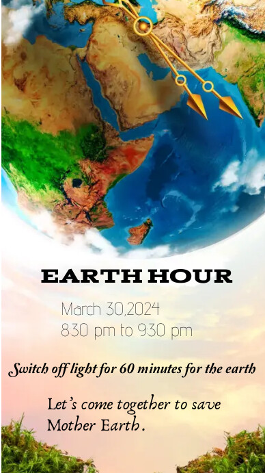 Earth hour flyer เรื่องราวบน Instagram template