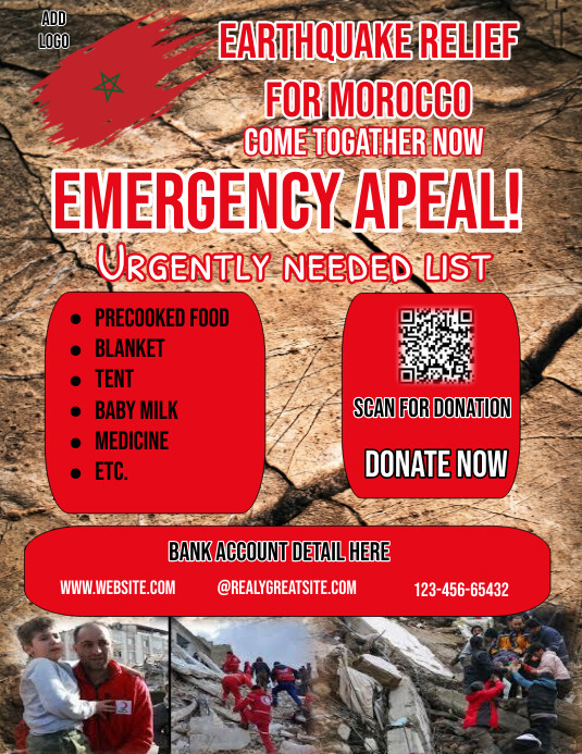 earthquake donation campaign ad (1) Ulotka (US Letter) template