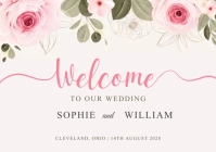 Earthy Watercolor Floral Wedding Welcome Sign A1 template