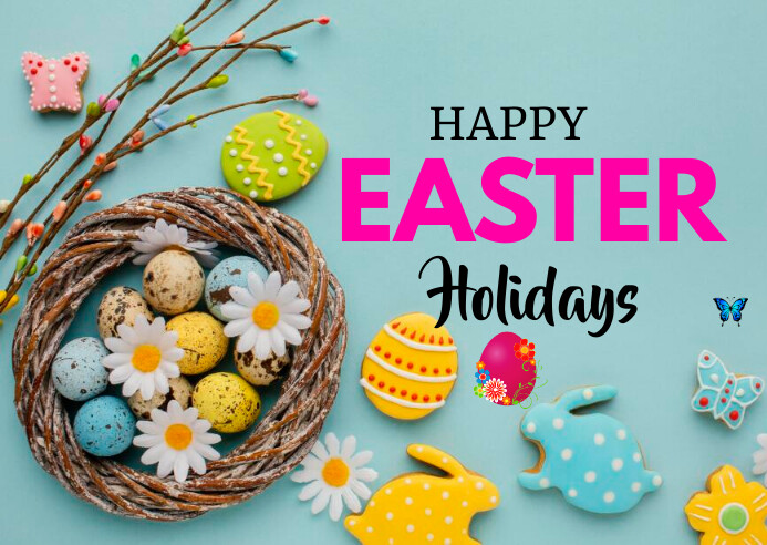 easter, easter egg hunt, happy easter A6 template