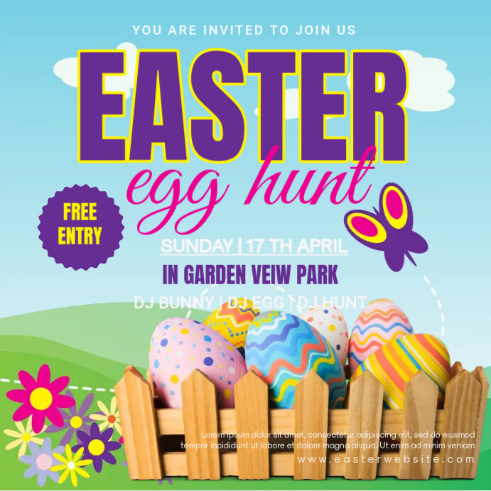 easter, event, spring, party,brunch 方形(1:1) template