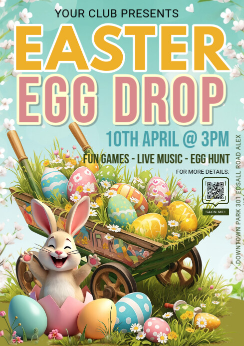 Hello easter, event, spring, easter egg drop A1 template