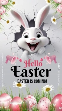 hello easter,spring,sale,event, easter is coming Instagram na Kuwento template