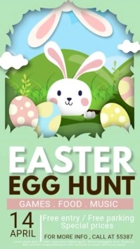 Green Illustrated Easter Egg Hunt Video Instagram Story template