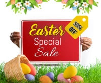 Easter 50% off sale สามเหลี่ยมขนาดกลาง template