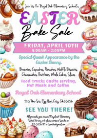 Easter Bake Sale Flyer | School Cupcake Fundraiser A4 template