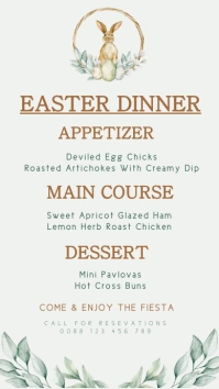easter brunch,eater menu,event Digital Display (9:16) template