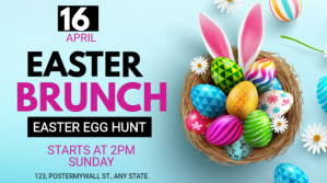蓝绿色 Easter brunch and egg hunt Digitalt display Template