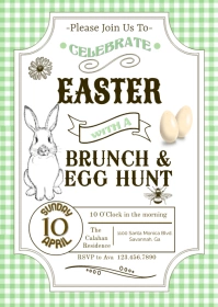 Easter Brunch and Egg Hunt Invitation A6 template