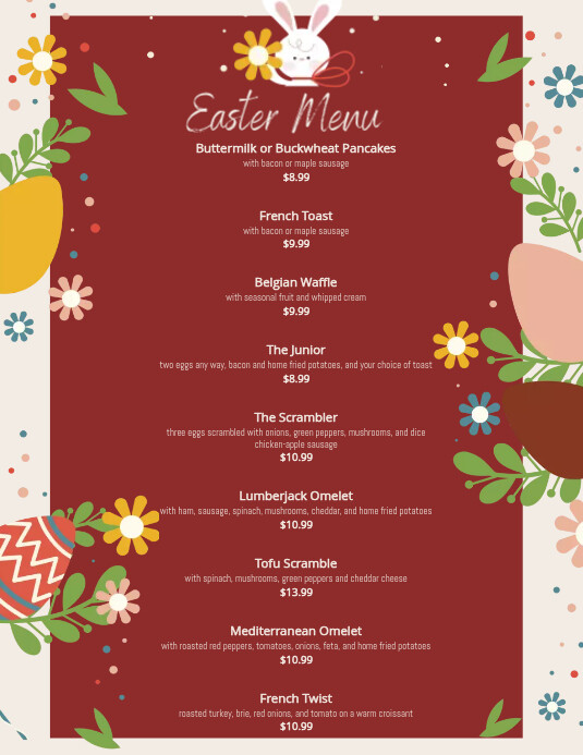 Copy of Easter Brunch Menu PosterMyWall