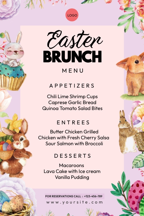 Easter Brunch Menu Poster Template | PosterMyWall
