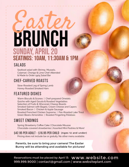 Easter Brunch Menu Template Flyer (Letter pang-US)