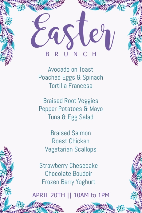 Easter Brunch Menu Template | PosterMyWall
