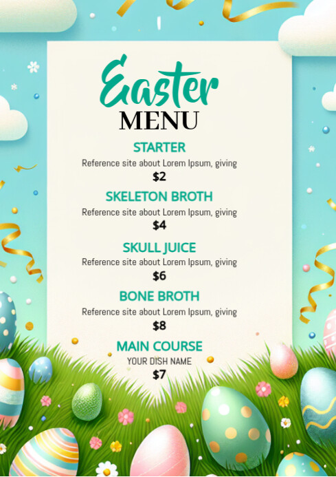 Easter Brunch Menu Template A4