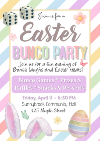 Easter Bunco Night Invitation Template | Spring Bunco Party A6